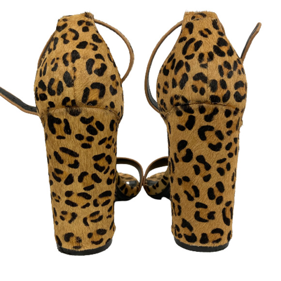 Steve Madden Sandals Womens‎ Sz 6 Carrson Calf Hair Leopard Ankle Strap Heels - Picture 4 of 8